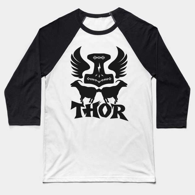 Succeed With THORS MJOLNIR GOATS EMBLEM Baseball T-Shirt by Odin Asatro